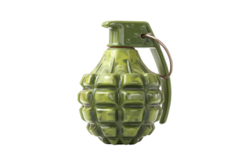 Green hand grenade image isolated on transparent PNG background