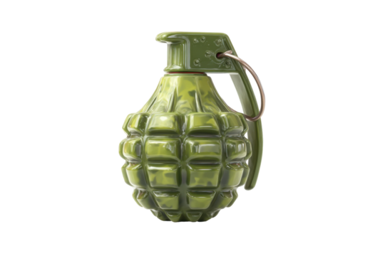 Green hand grenade image isolated on transparent PNG background