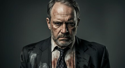 Obraz premium Injured Man in Suit with Beard