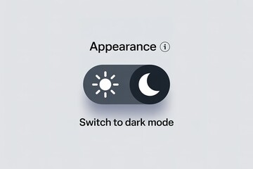 Appearance control reveals toggle switching to dark mode on a light gray background