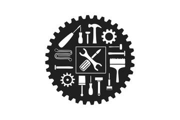 maintenance vector silhouette illustration isolated on white background