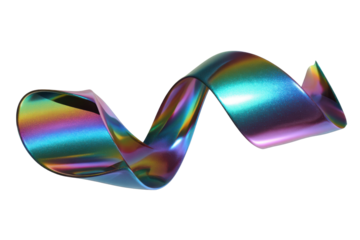 Iridescent, twisted band isolated on transparent PNG background