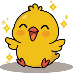 Cute kawaii duck illustration adorable cartoon bird design