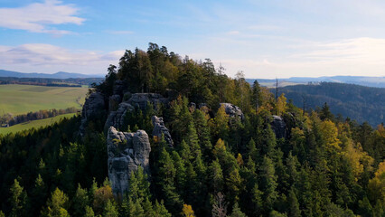 Adrspach rocks view from above Drone landscape Adrspach Czech Republic