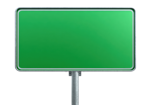 Blank green road sign (1) isolated on transparent PNG background