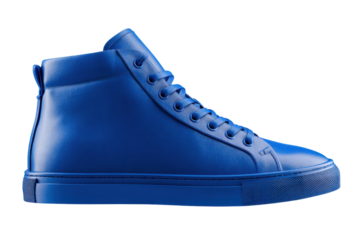 Cobalt hi-top sneaker isolated on transparent PNG background