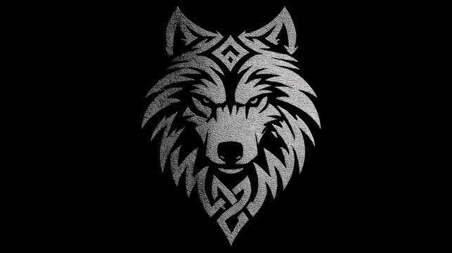 Fototapeta Stylized Norse wolf Fenrir design symbolizing power and the wild