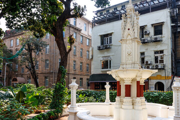 Fototapeta premium Neo gothic marble fountain of St Thomas Cathedral in Mumbai, India, Asia