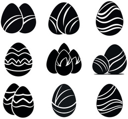 Black and White Easter Egg Silhouettes Bundle