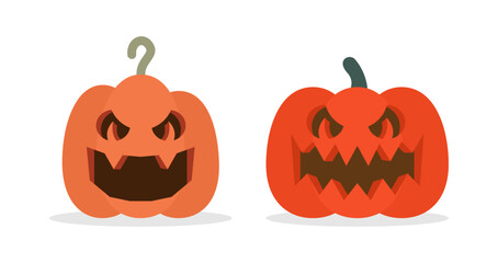Vector Flat halloween pumpkins collection