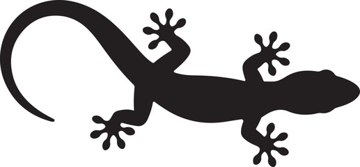 Minimalist Black Silhouette of a Lizard on a White Background
