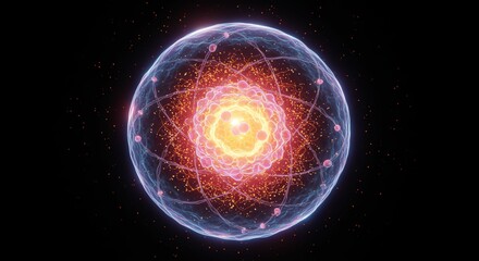 Obraz premium Glowing Atom Structure