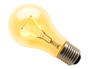 Glowing Light Bulb on a Transparent Background