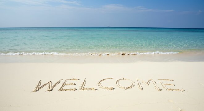 Welcome Message Sand Beach