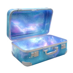 Celestial-filled suitcase isolated on transparent PNG background