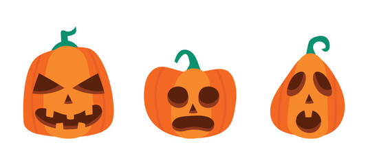 Vector Flat halloween pumpkins collection