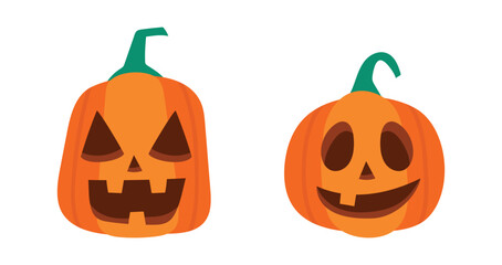 Vector Flat halloween pumpkins collection
