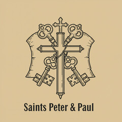 Saints Peter & Paul Keys Cross Symbol