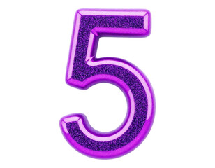 Shimmering 3D Number 5 in Purple