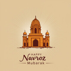 Fototapeta premium Happy Navroz Mubarak Mosque Illustration