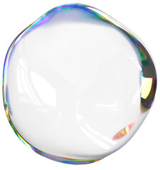 3D Glass dispersion abstract element. Soap bubble spectrum on transparent background. Realistic air bubble graphics glare and transparency effect