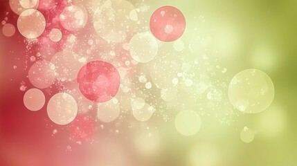 Abstract Pink and Green Bokeh Background with Warm Glow and Circular Lights