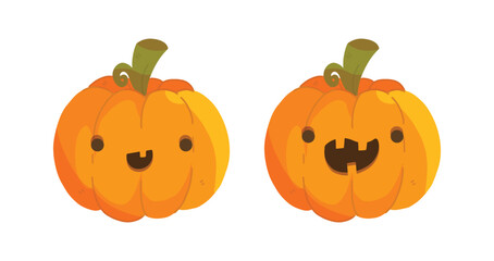 Vector Flat halloween pumpkins collection
