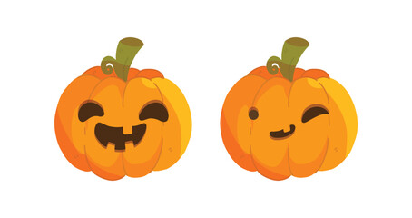 Vector Flat halloween pumpkins collection