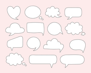 Hand drawn empty speech bubble collection. 