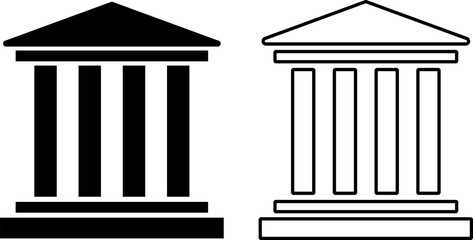 Building icon. Building with columns. Historic building. online banking service. government institution. university and hospital icons
