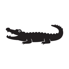 Naklejka premium A vector illustration of a white background with a simple black crocodile silhouette. 