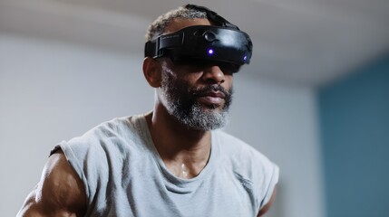A man using a virtual reality headset during a guided therapy session