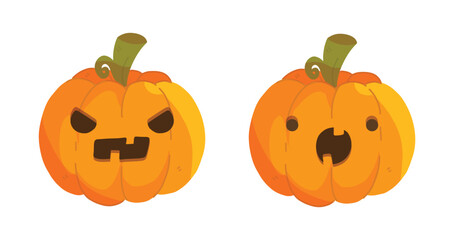 Vector Flat halloween pumpkins collection