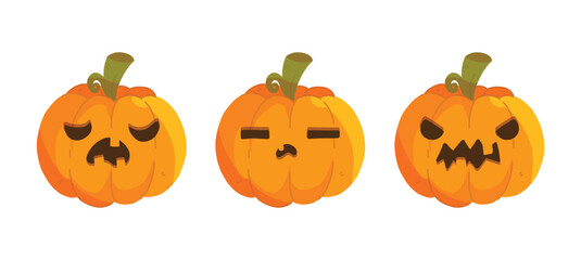 Vector Flat halloween pumpkins collection