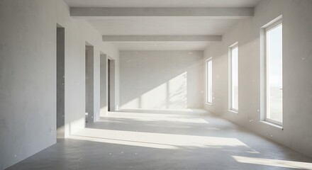 Sunlit Empty Room, Minimalist Interior Design, New Construction