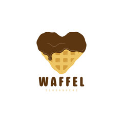 Waffle logo illustration. Waffle logo with chocolate coating