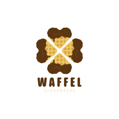 Waffle logo illustration. Waffle logo with chocolate coating
