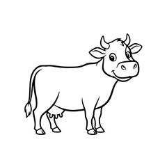 Cheerful Cartoon Cow Line Art Illustration