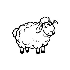 Cute Cartoon Sheep in Profile View