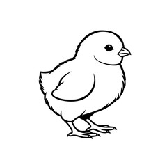 Cute Outline of a Baby Chick in Profile View