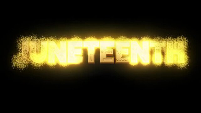 Juneteenth celebration, golden text effect, for social media posts