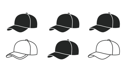 set of black Baseball hat logo icon design vector illustration