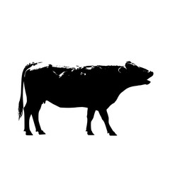 Silhouette of a Cow with Open Mouth Detailed and Striking Black and White