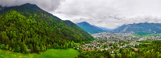 the historic swiss city of chur in a panorama