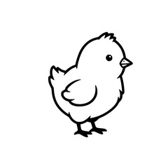 Adorable Cartoon Chick with Detailed Outlines and Simple Design