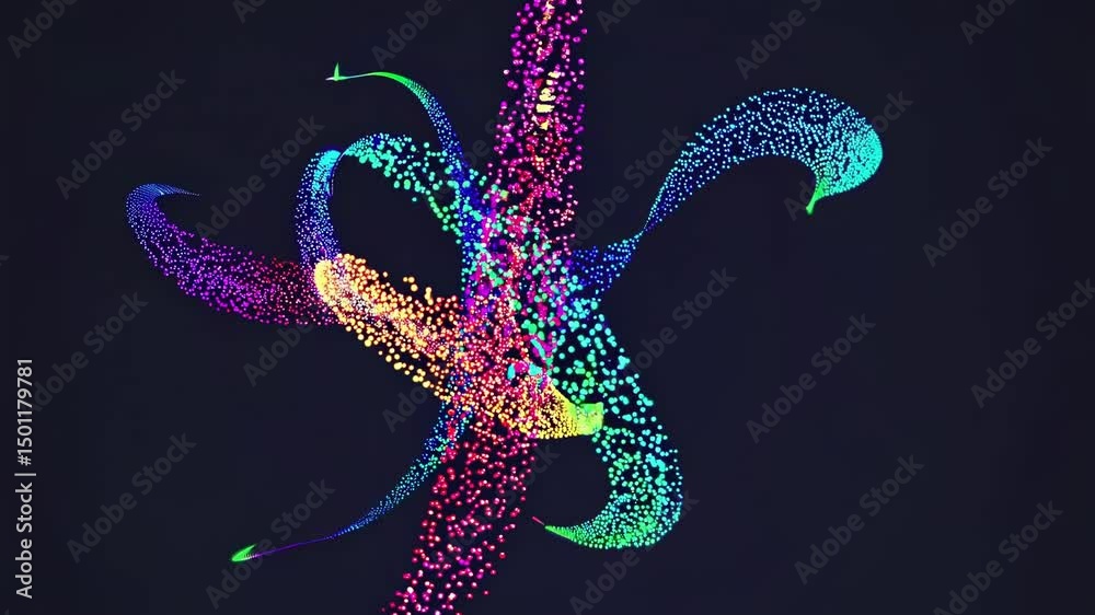 Canvas Prints colorful particles flowing and swirling on a dark background create an abstract composition, showcas