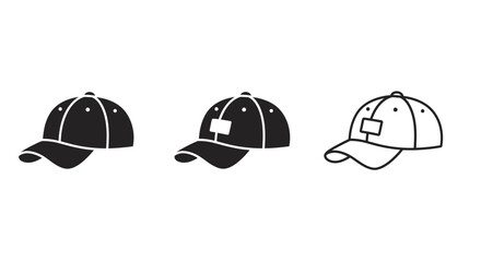set of black Baseball hat logo icon design vector illustration