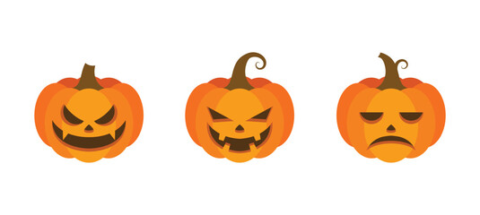 Vector Flat halloween pumpkins collection