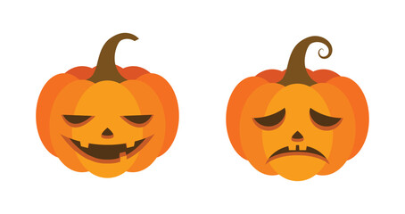Vector Flat halloween pumpkins collection