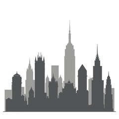 Obraz premium Gray Scale Cityscape Skyline Iconic Buildings, Urban Architecture